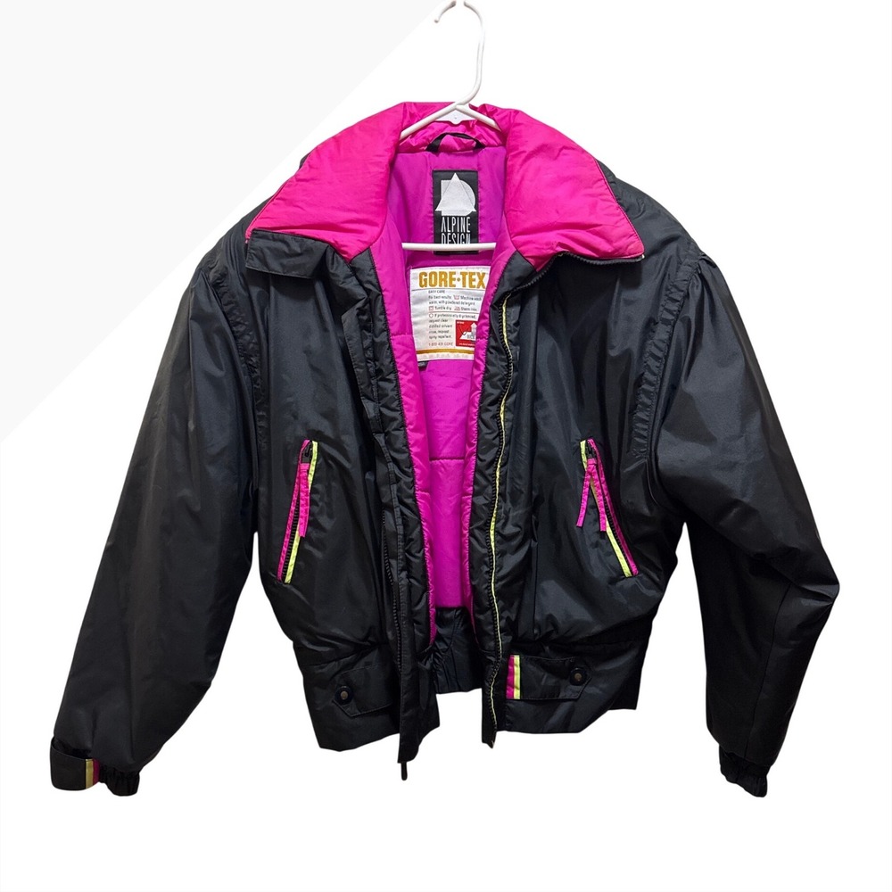 Alpine Design Kids Ski Jacket Gore Tex‎ Black Pink Yellow Size 14